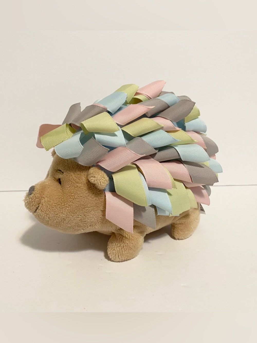 Baby Ganz 8" Roly Poly Ribbon Hedgehog Rattle Baby Toy Stuffed Animal Plush